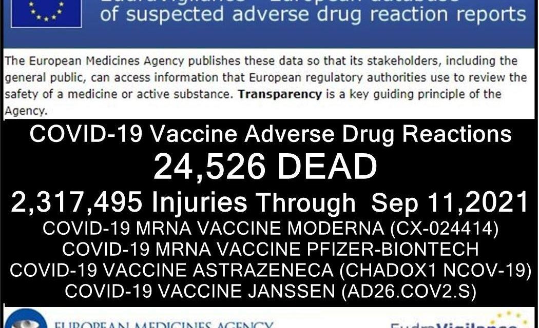 24,526 Deaths 2,317,495 Injuries Following COVID Shots Reported in European Union’s Database of Adverse Drug Reactions