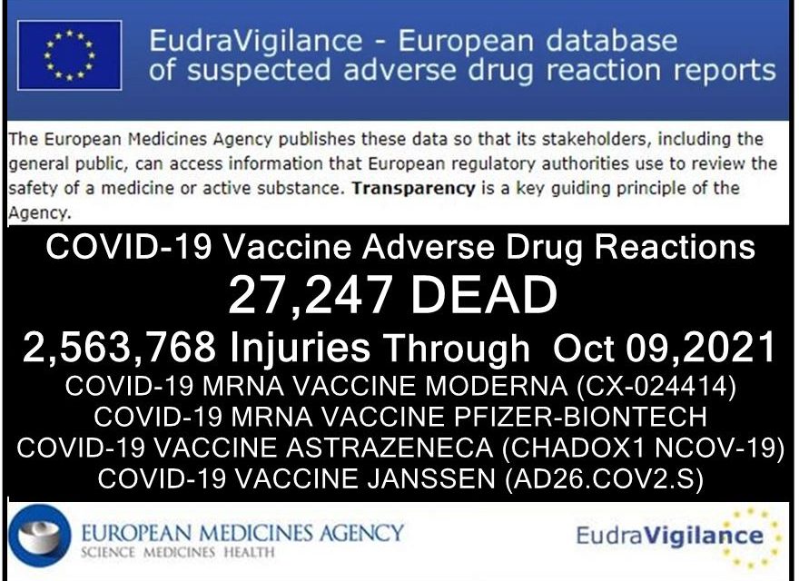 27,247 Deaths 2,563,768 Injuries Following COVID Shots in European Database – Taiwan Records More Deaths from Vaccine than Virus