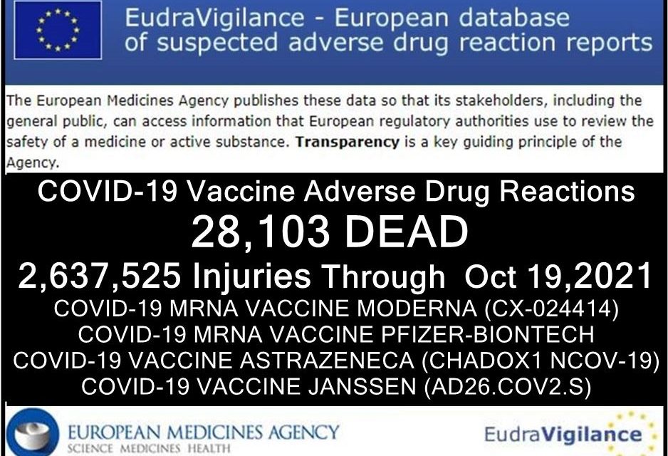 28,103 Deaths 2,637,525 Injuries Following COVID Shots in European Database of Adverse Reactions – European Members of Parliament Speak Out
